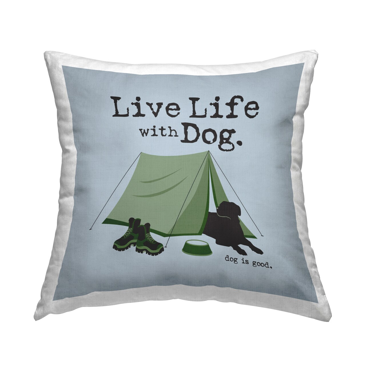 Camping with Dog Decorative Printed Throw Pillow Design by Dog Is Good, 18 x 7 x 18